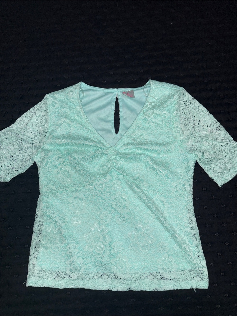 No Boundaries Mint Lace V-Neck Blouse